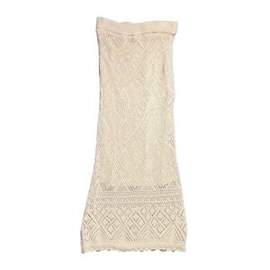 Freshman 1996 Cream Crochet Knit Maxi Skirt Diamond Pointelle Boho XS Festival